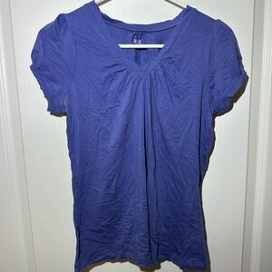 Women's Blue V-Neck Top